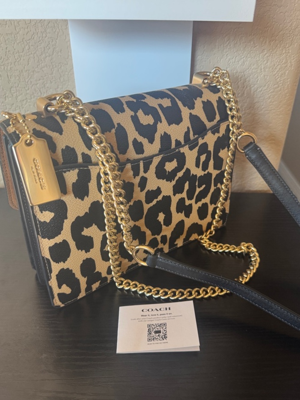 COACH Leopard Print Crossbody Bag in Tan and Black with Gold Hardware - Picture 2 of 3